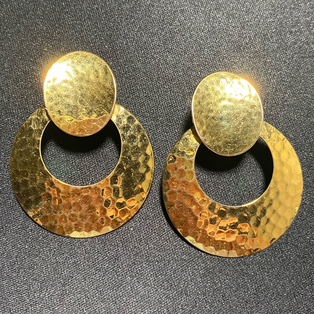 Western Vintage Hammered Hoops with Posts
